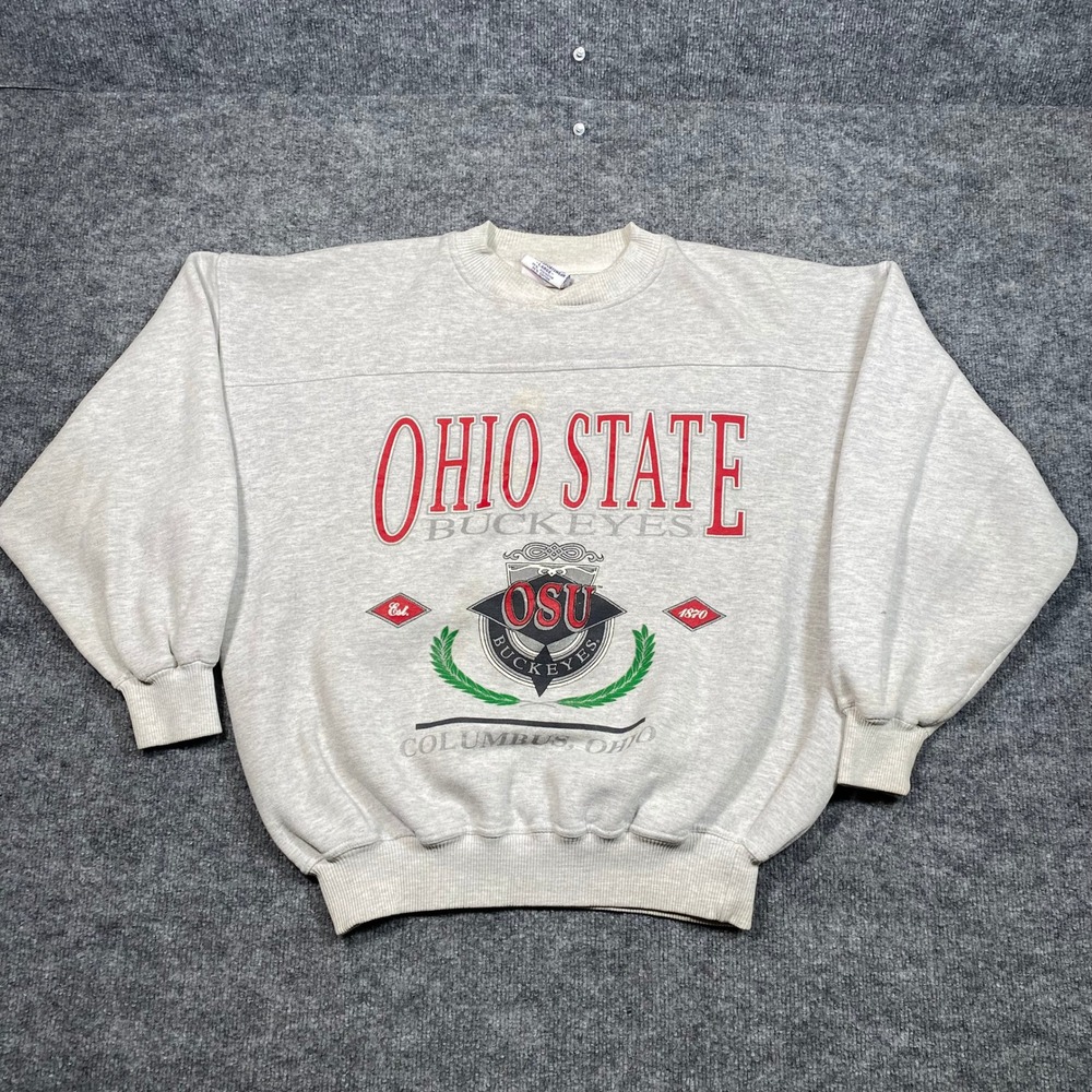 Vintage Ohio State Buckeyes Crable Sportswear Sweatshirt Grey Large NCAA OSU